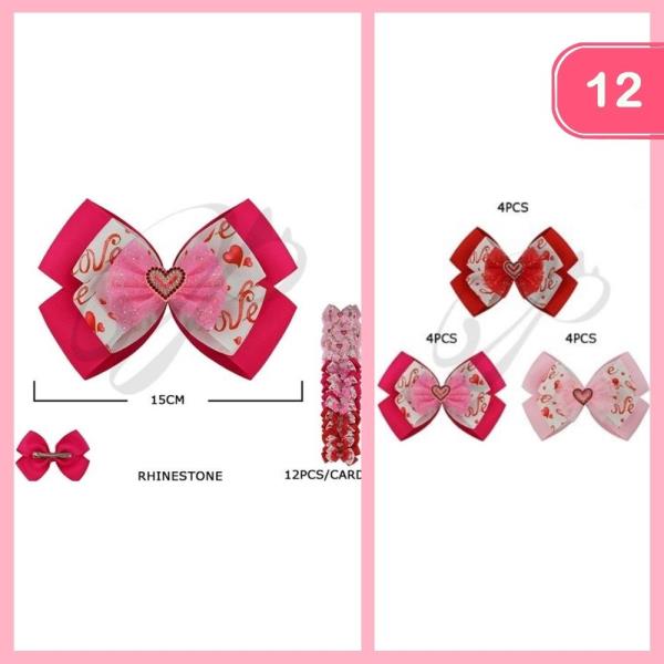 VALENTINES DAY HAIR RIBBON (12 UNITS)