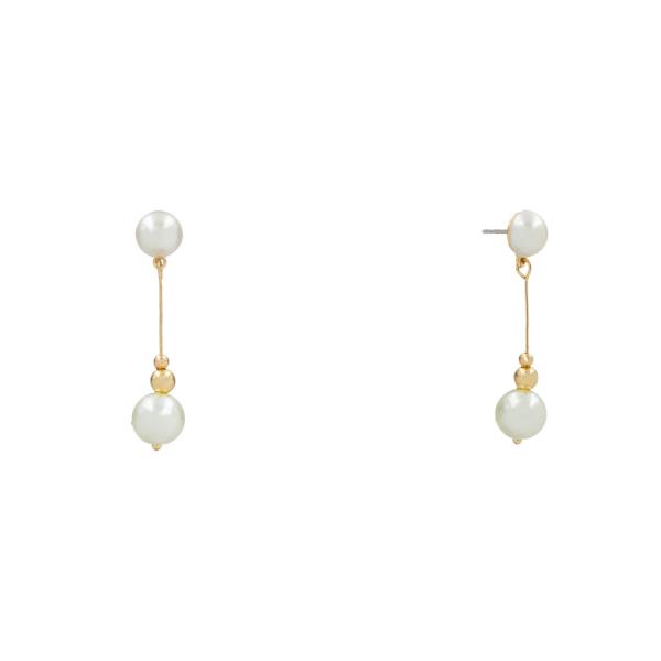 METAL PEARL DROP DANGLE EARRING