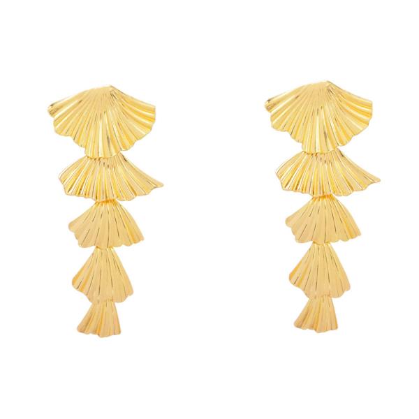 METAL LAYERED FAN DANGLE EARRING