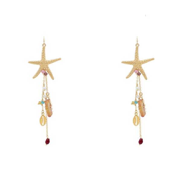 METAL STARFISH DROP DANGLE EARRING