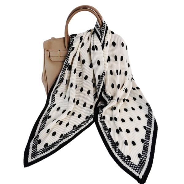 POLKA DOT MONOGRAM ACCORDION PLEATED SCARF