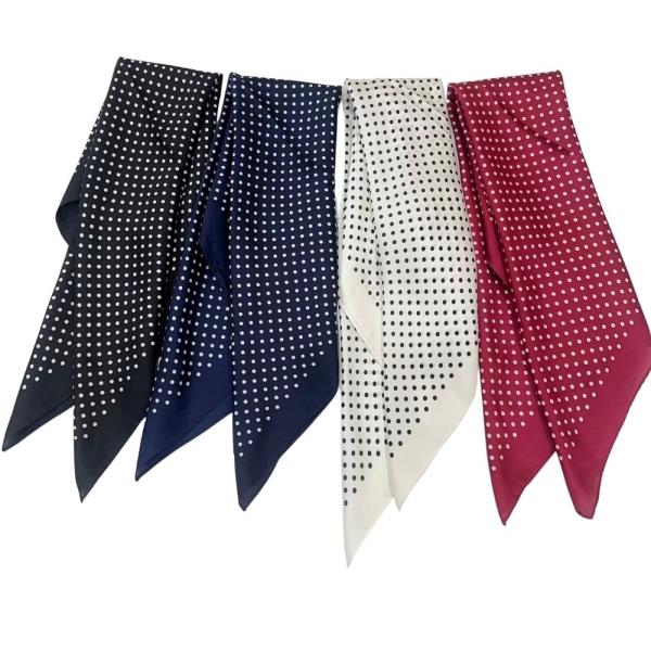 MICRO POLKA DOT ALL OVER MIX PATTERN SILKY BANDANA NECK SCARF