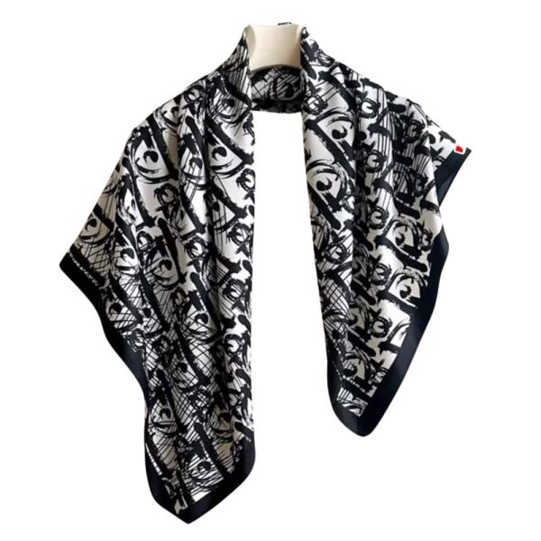 VINTAGE ORNAMENT MIX PATTERN SILKY BANDANA NECK SCARF