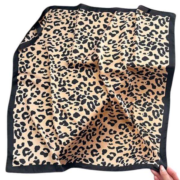 LEOPARD MIX PATTERN SILKY BANDANA NECK SCARF