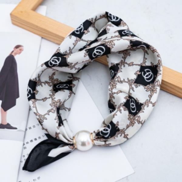 ABSTRACT ROUND SYMBOL PRINT PATTERN SILKY BANDANA NECK SCARF