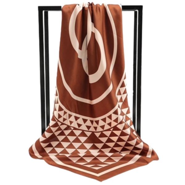 GRAPHIC GEOMETRIC MIX PATTERN SILKY BANDANA NECK SCARF