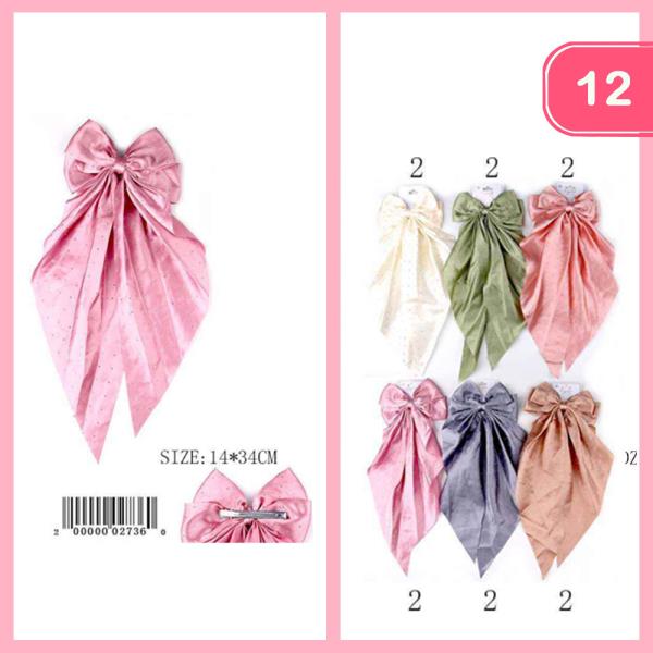 LONG TAIL POLKA DOT HAIR BOW (12 UNITS)