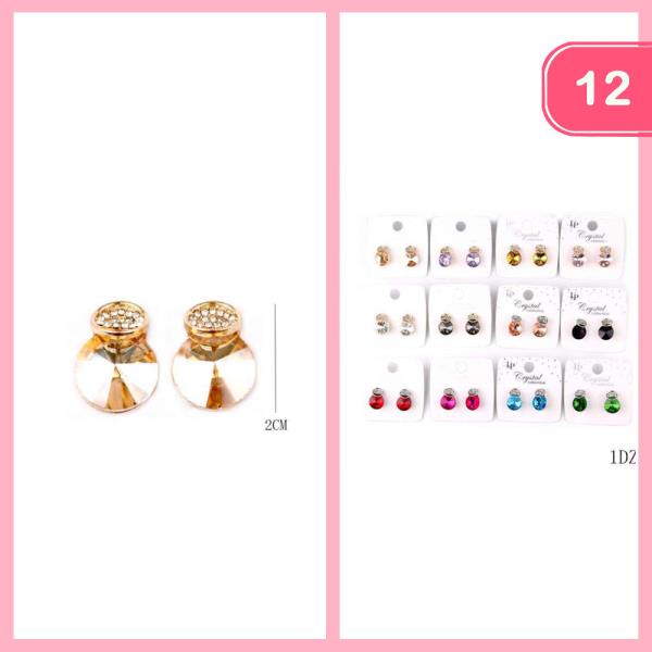 ROUND RHINESTONE POST EARRINGS (12 UNITS)