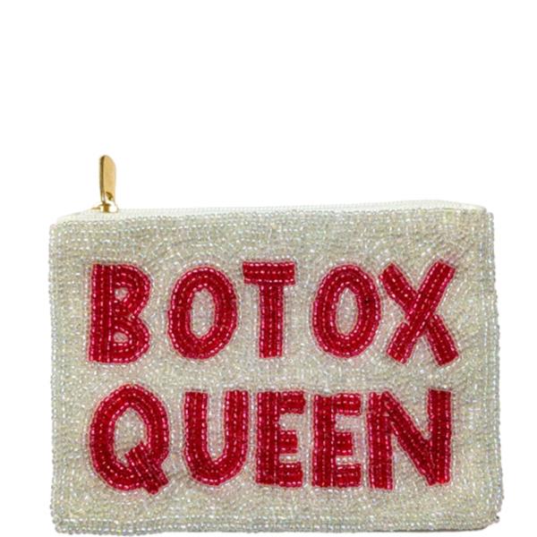 BOTOX QUEEN TEXT GRAPHIC SEED BEAD COIN PURSE BAG