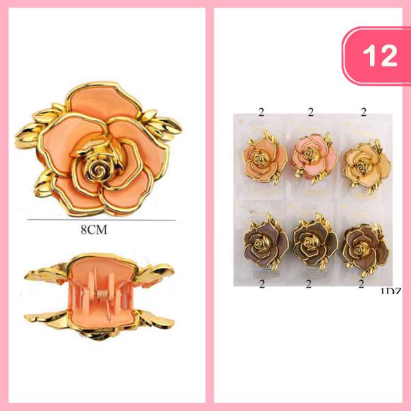 ROSER FLOWER HAIR CLAW CLIP (12 UNITS)