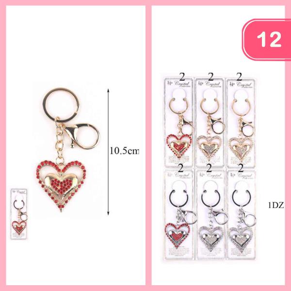 RHINESTONE HEART KEYCHAIN (12 UNITS)