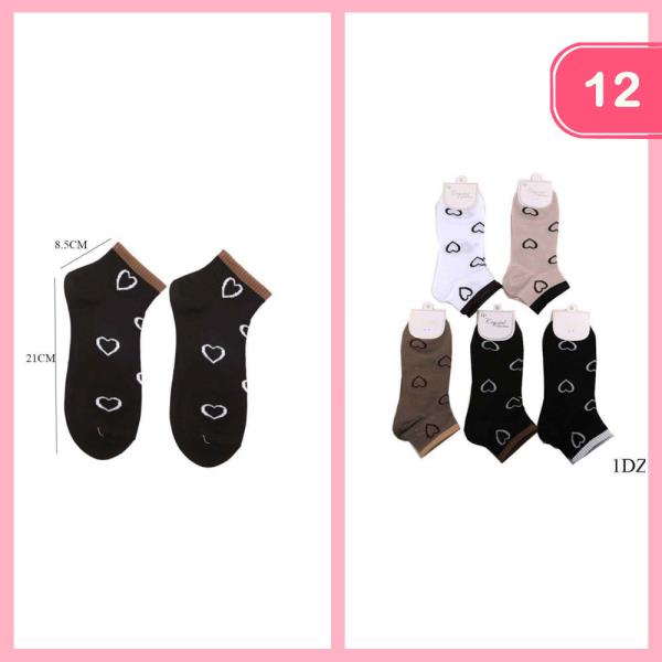 HEART ANKLE SOCKS (12 UNITS)