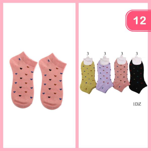 HEART ANKLE SOCKS (12 UNITS)