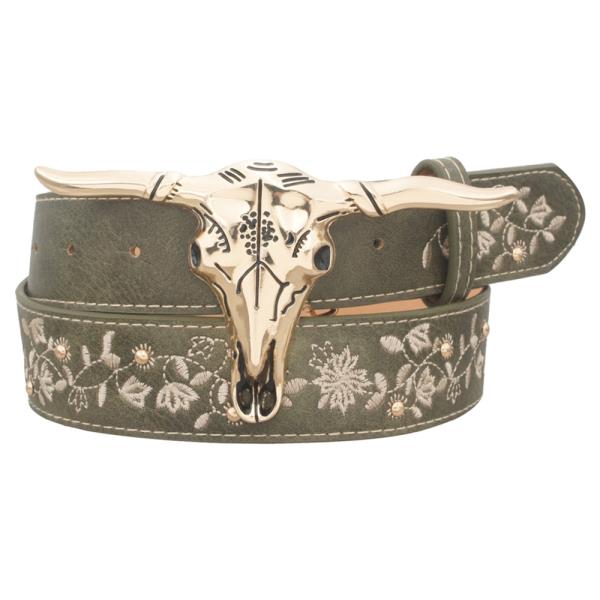 LUNA LONGHORN 3D BUCKLE EMB STRAP BELT