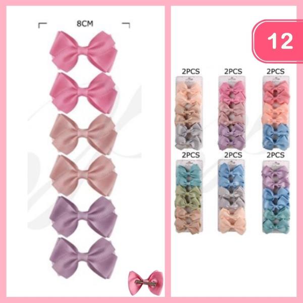 SILK LIKE RIBBON HAIR BOW (12 UNITS)