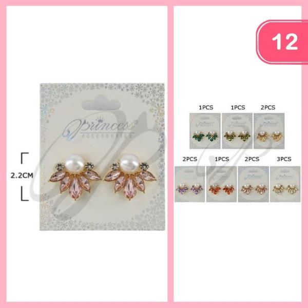 PEARL RHINESTONE POST EARRINGS (12 UNITS)