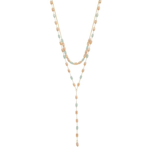 BEADED Y SHAPE NECKLACE