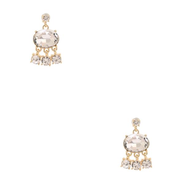 CRYSTAL OVAL DANGLE EARRING