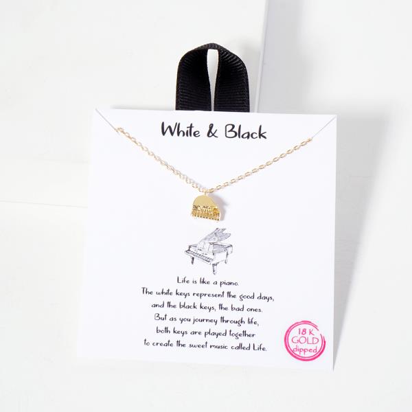 18K GOLD RHODIUM WHITE AND BLACK PIANO PENDANT NECKLACE