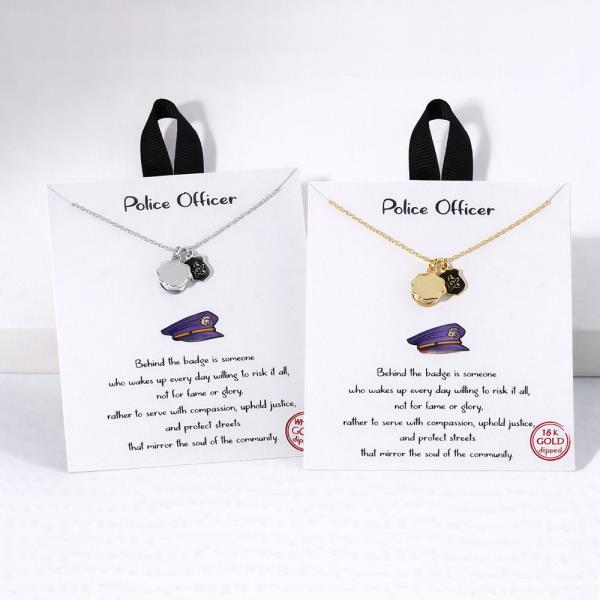 18K GOLD RHODIUM POLICE OFFICER PENDANT NECKLACE