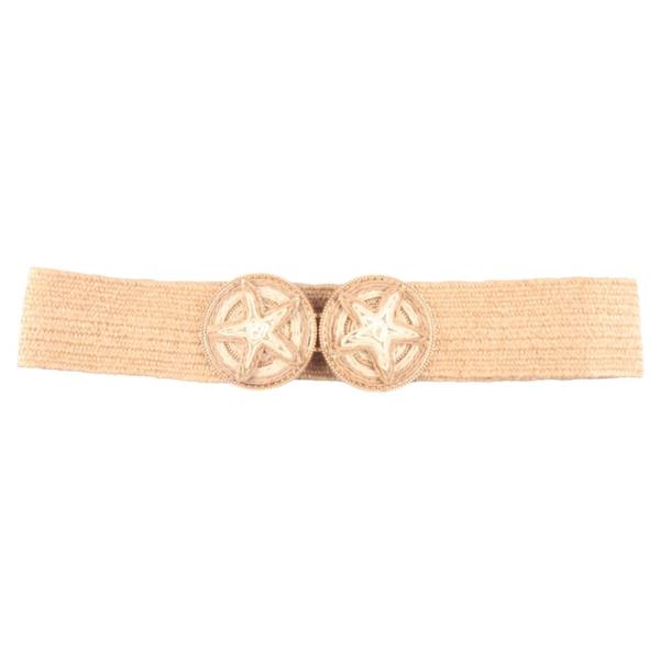 STAR RAFFIA DOUBLE BUCKLE ELASTIC BELT