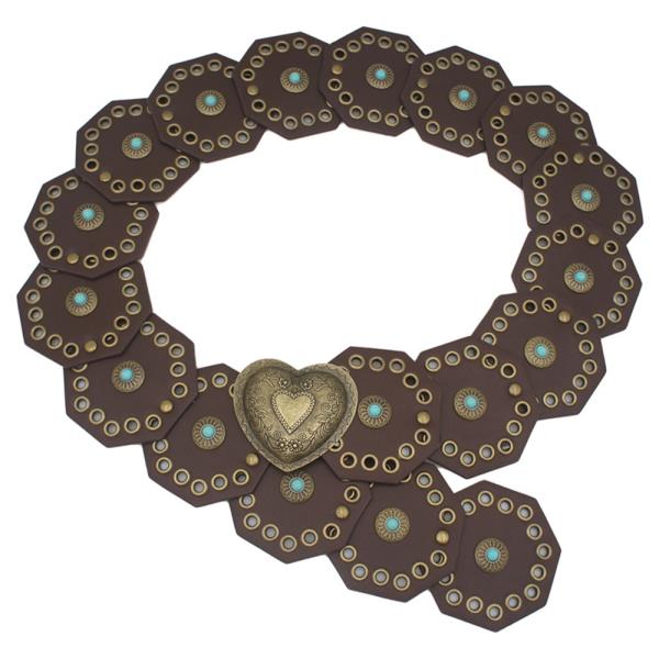 HEART IN HEXAGON DISC & CAB CONCHO HIP BELT