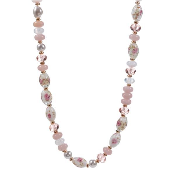 MIXED SHAPED RESIN AND GLASS BEADS SHORT NECKLACE