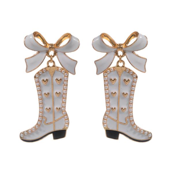 BOOTS W/ WEDDING BOW HYPOALLERGENIC TITANIUM EARRING