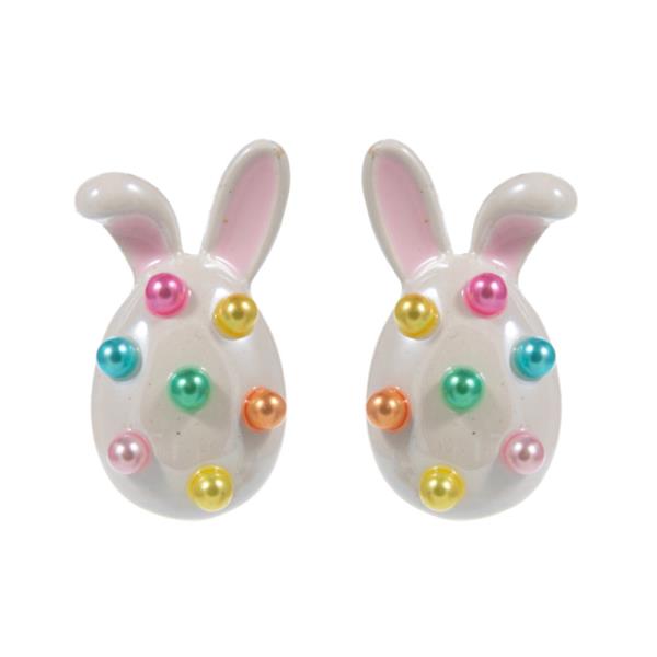 EASTER EGG W/ RABBIT EAR AND PEARL DETAILS EARRING