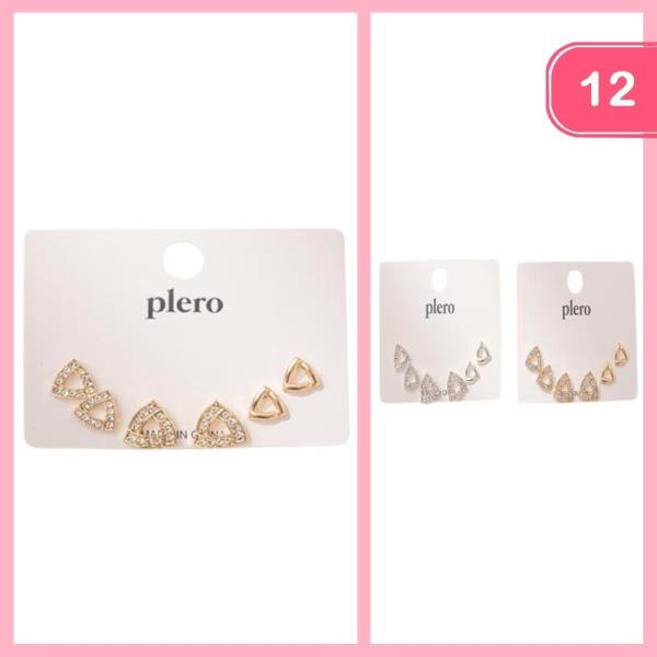 MIXED RHINESTONE METAL POST EARRING (12 UNITS)