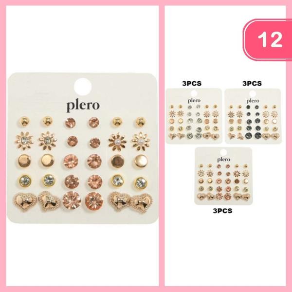 MIXED POST EARRING SET (12 UNITS)