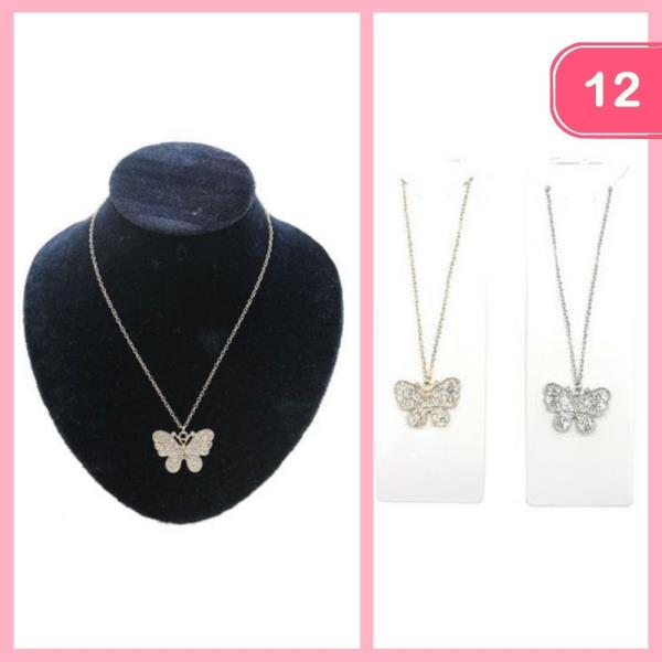 RHINESTONE PENDANT NECKLACE (12 UNITS)