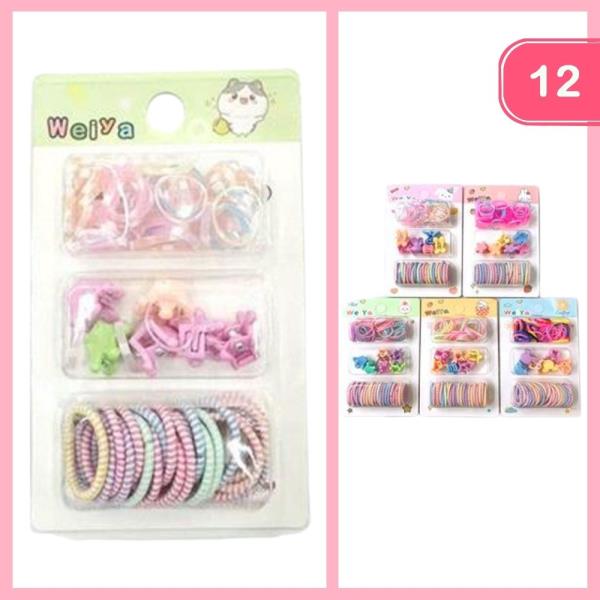 HAIR TIE CLAW CLIP SET (12 UNITS)