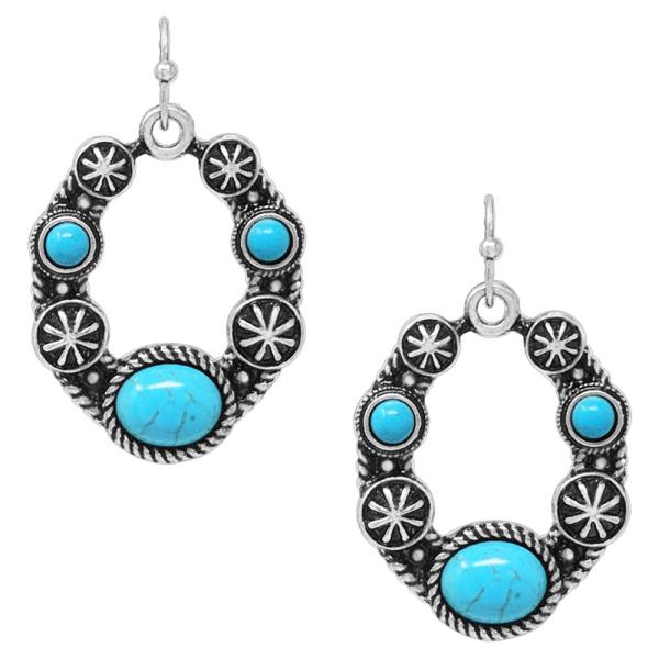 WESTERN HORSESHOE SEMI STONE EARRING