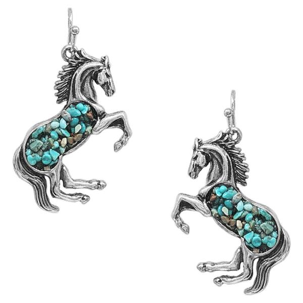 WESTERN TURQUOISE CHIP HORSE EARRINGS