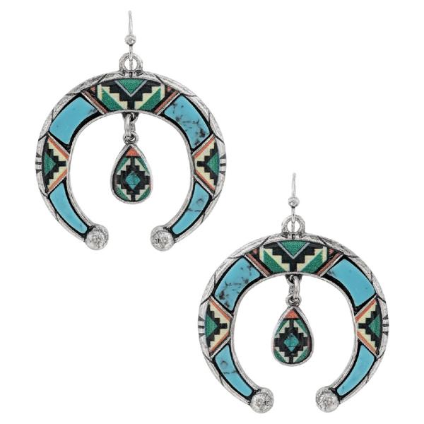 WESTERN AZTEK PRINT WITH HAND STONE EARRING