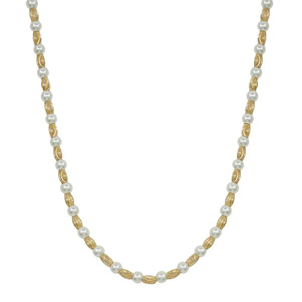 OVAL TEXTURED CCB 5MM PEARL SHORT NECKLACE