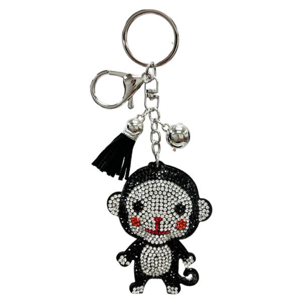 RHINESTONE MONKEY KEYCHAIN WITH TASSEL