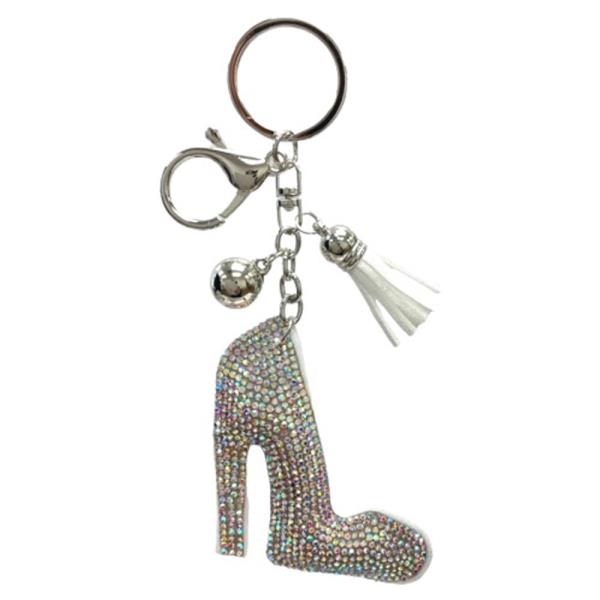 RHINESTONE HIGH HEEL KEYCHAIN WITH TASSEL