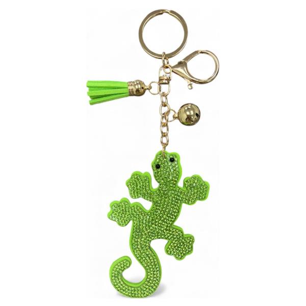RHINESTONE GECKO LIZARD KEYCHAIN WITH TASSEL