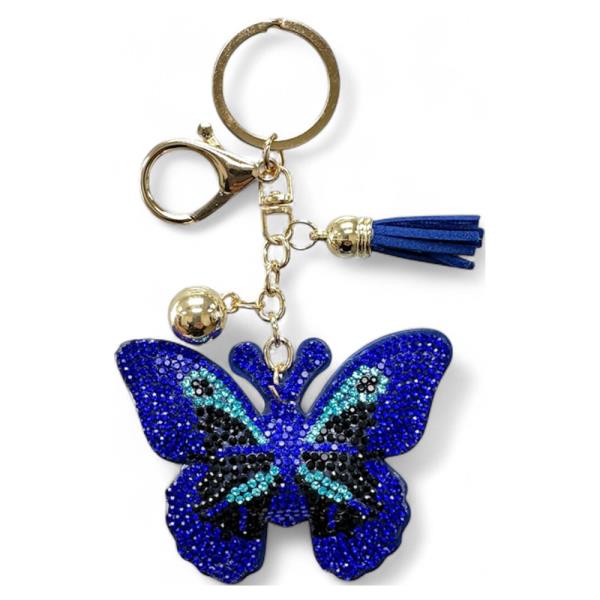 RHINESTONE BUTTERFLY KEYCHAIN WITH TASSEL