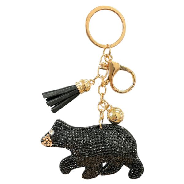 RHINESTONE BEAR KEYCHAIN WITH TASSEL