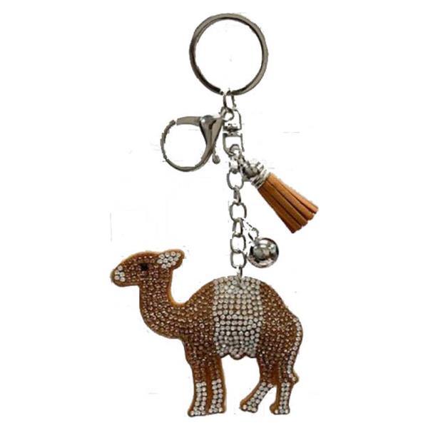 RHINESTONE CAMEL KEYCHAIN WITH TASSEL