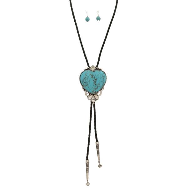 TURQUOISE HEART SHAPE WESTERN NECKLACE