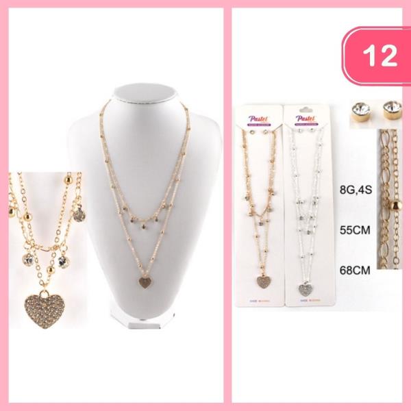 LAYERED HEAR PENDANT NECKLACE (12 UNITS)