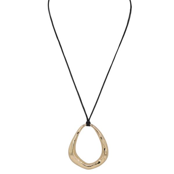 TEARDROP METAL PENDANT CORD NECKLACE