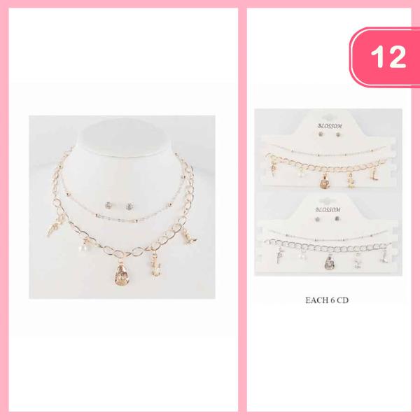 LAYERED CHARM PENDANT NECKLACE (12 UNITS)