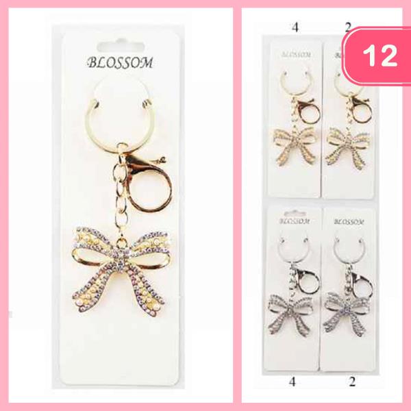 RHINESTONE BOW KEYCHAIN (12 UNITS)