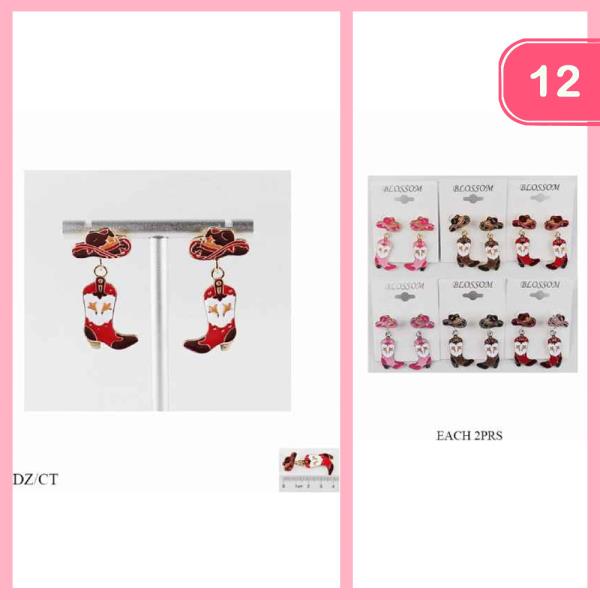 WESTERN BOOTS DANGLE EARRING (12 UNITS)