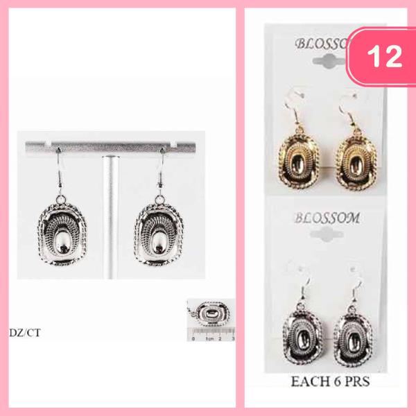 METAL HAT DANGLE EARRING (12 UNITS)